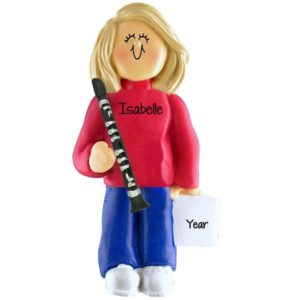 GIRL Playing The CLARINET Ornament Personalized BLONDE