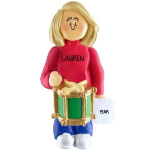 Girl Playing Drum Personalized Ornament BLONDE