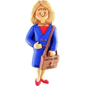 Female Dressed In Suit Carrying Briefcase Ornament BLONDE