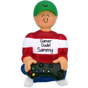BOY Video Game Player Christmas Ornament