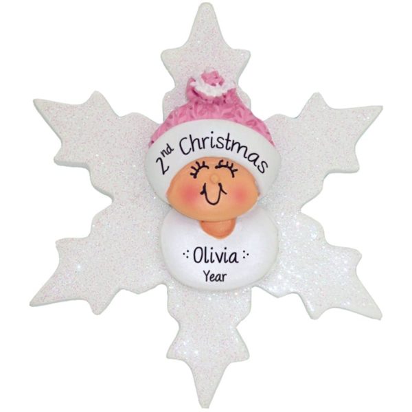 Baby's Second Christmas PINK Snowflake Ornament