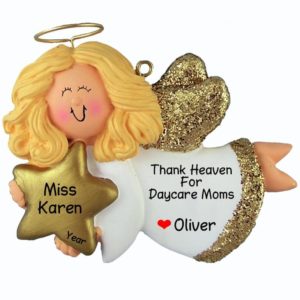 Daycare Moms Angel Glittered Wings Ornament BLONDE