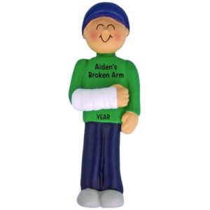 Image of MALE Broken Arm In Cast Personalized Ornament