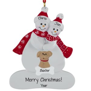 Personalized Snow Couple With DOG Ornament