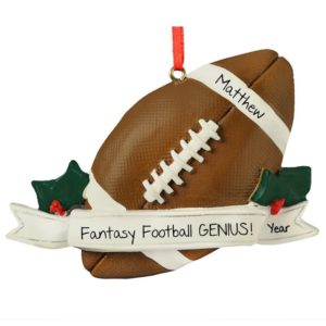 Fantasy Football On Banner With Holly Personalized Ornament