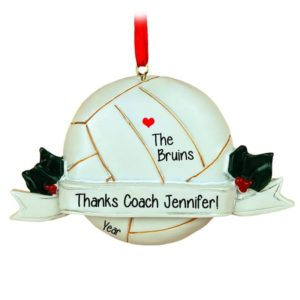 Personalized Volleyball Coach Ball On Banner Ornament