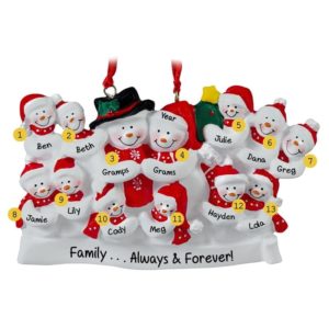 Personalized Snow Family Of 13 Christmas Ornament