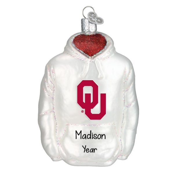 Personalized Oklahoma Sooners Hoodie GLASS Ornament