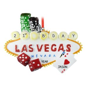 Image of 21st Birthday Celebration Las Vegas Glittered Letters Ornament