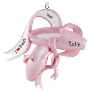 Pink Ballet Slippers Personalized Christmas Ornament