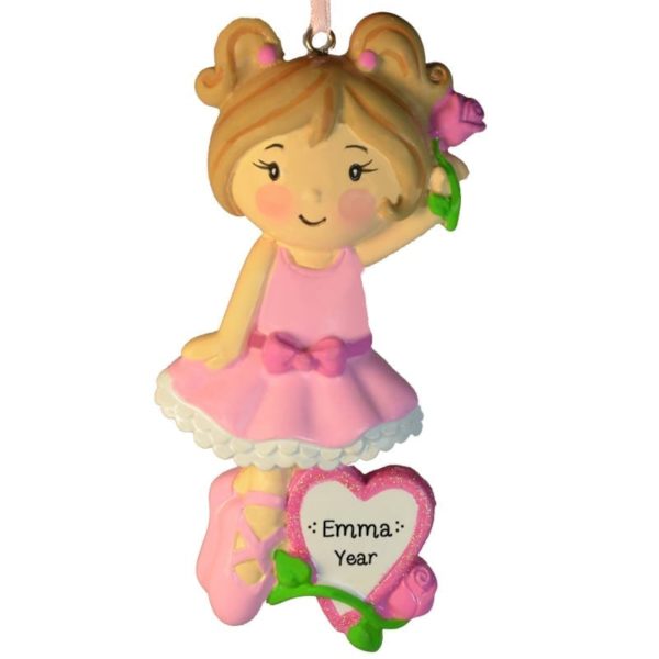 Little BALLET GIRL Holding ROSE Personalized Ornament