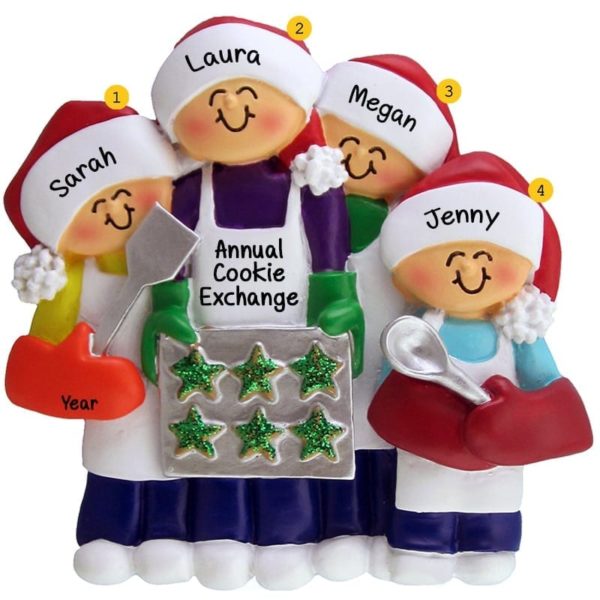 Four Friends Baking Christmas Cookies Shimmering Ornament