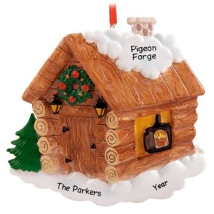 Personalized Log Cabin Travel Christmas Ornament