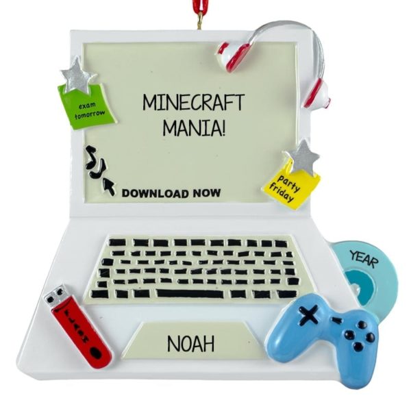 Playing Minecraft On Computer Personalized Ornament
