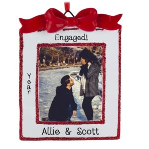 Engagement Picture Frame RED Bow Ornament Easel Back