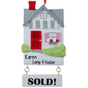 Realtor "Sold" House Dangling Sign Christmas Ornament