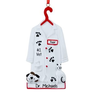 Veterinarian Jacket And Pets Personalized Ornament