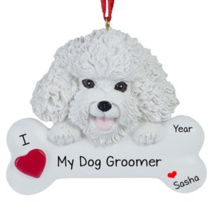 Dog Groomer BICHON FRISE On Bone Ornament