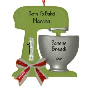 Born To Bake Green Stand Mixer Glittered Ornament