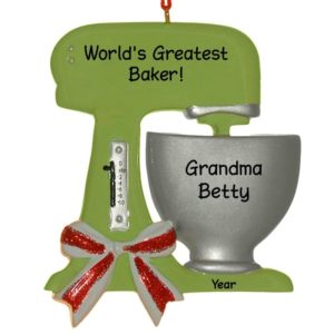 Personalized GREEN Stand Mixer World's Best Baker Ornament
