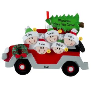 Image of Personalized Family Of 5 Going On Trip Car Christmas Ornament