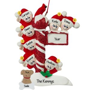 Personalized Family Of 7 + DOG Street Post Ornament
