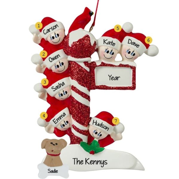 Personalized Family Of 7 + DOG Street Post Ornament
