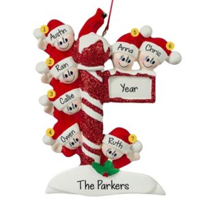Image of Family Of 7 Street Post Personalized Holiday Ornament