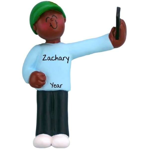 AFRICAN AMERICAN MALE Taking Selfie Personalized Ornament