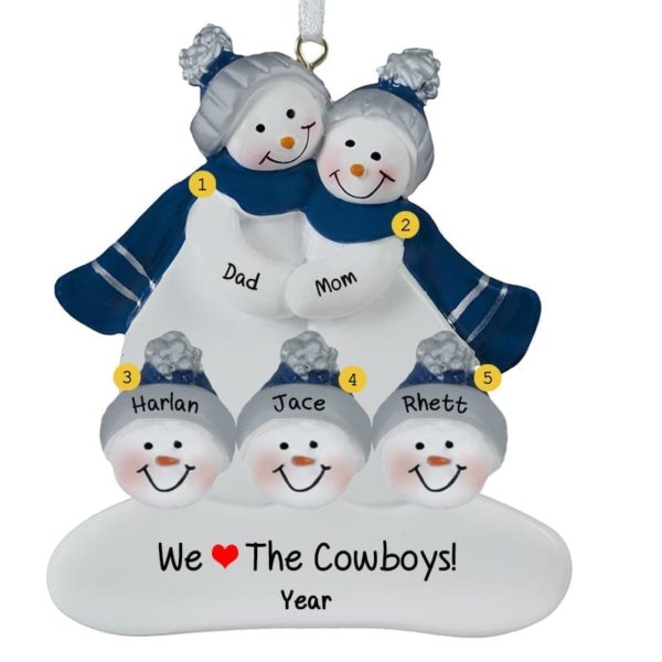 Dallas Cowboys Family Of 5 NAVY And SILVER Ornament