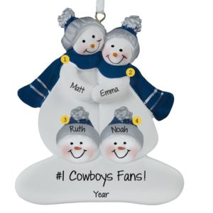 Dallas Cowboys Family Of 4 NAVY And SILVER Ornament