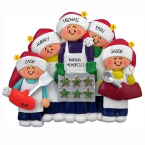 Personalized Family Of 5 Baking Christmas Cookies Ornament