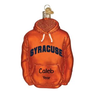 Personalized Syracuse University Glass Hoodie Ornament