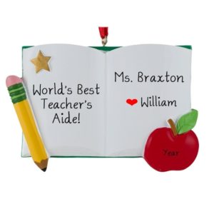 Best Teacher's Aide Book Personalized Ornament