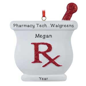 Personalized Pharmacy Technician Mortar + Pestle Ornament