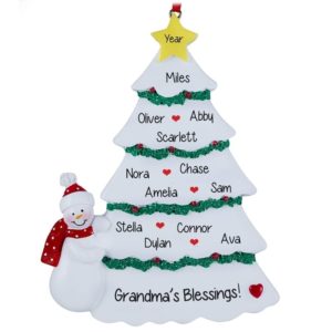 Image of Grandma's Christmas Tree With 12 Grandkids Personalized Ornament