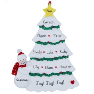 Image of Grandma's Christmas Tree With 9 Grandkids Personalized Ornament