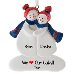 Chicago Cubs Couple Personalized Ornament BLUE & RED