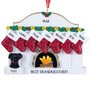 Personalized 7 Grandkids + 1 Dog Fireplace Ornament