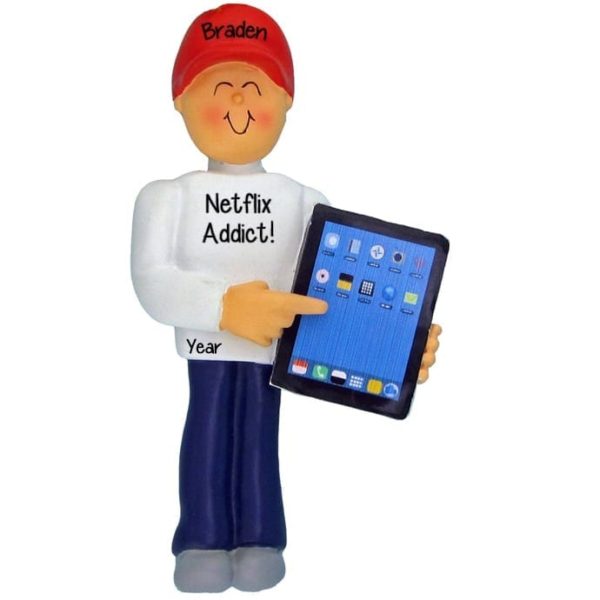 Netflix Addict With iPad Personalized Ornament MALE
