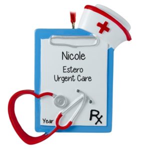 Image of Nurse Clipboard With Stethoscope And Cap Ornament