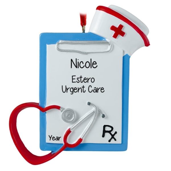 Nurse Clipboard With Stethoscope And Cap Ornament