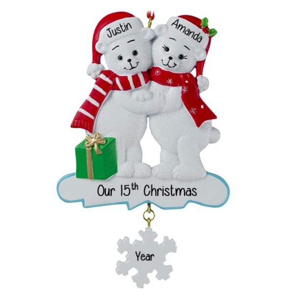 Polar Bear Couple Celebrating Years Together Personalized Ornament