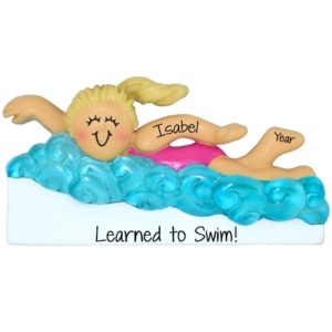 Learned To Swim BLONDE Girl In Water Personalized Ornament