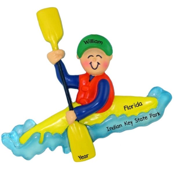 Personalized Male Kayaking On Water Ornament
