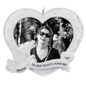 In Our Hearts Forever Memorial Dove Photo Frame Ornament