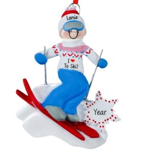 Image of I Love To Ski GIRL On Slopes Personalized Ornament