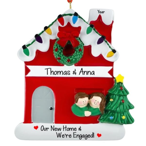 Image of Couple Engaged & New Home Personalized Ornament BRUNETTES