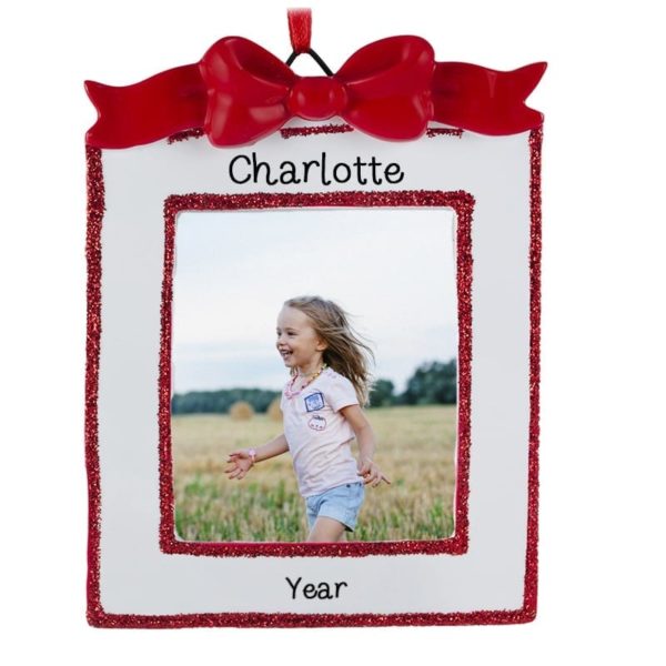 RED Bow Picture Frame Easel Back Personalized Ornament