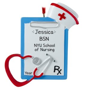Personalized Nurse Graduate Clipboard And Stethoscope Ornament